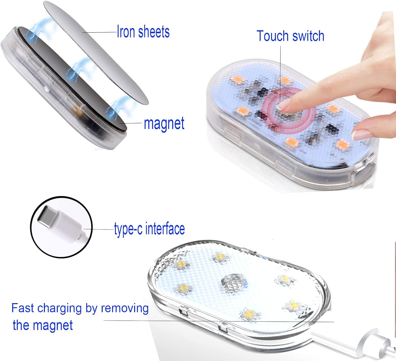 LED Car Interior Lighting, Finger Touch Sensor Reading Lamp, ,7 Colors LED Interior Car Lights, Wireless Magnetic Welcome Cars Lamp, Auto Roof Ceiling Reading Lamp, LED Car Styling Night Light Mini USB Charging Car Light LED Car Interior Lighting, Finger Touch Sensor Reading Lamp, ,7 Colors LED Interior Car Lights, Wireless Magnetic Welcome Cars Lamp, Auto Roof Ceiling Reading Lamp, LED Car Styling Night Light Mini USB Charging Car Light
